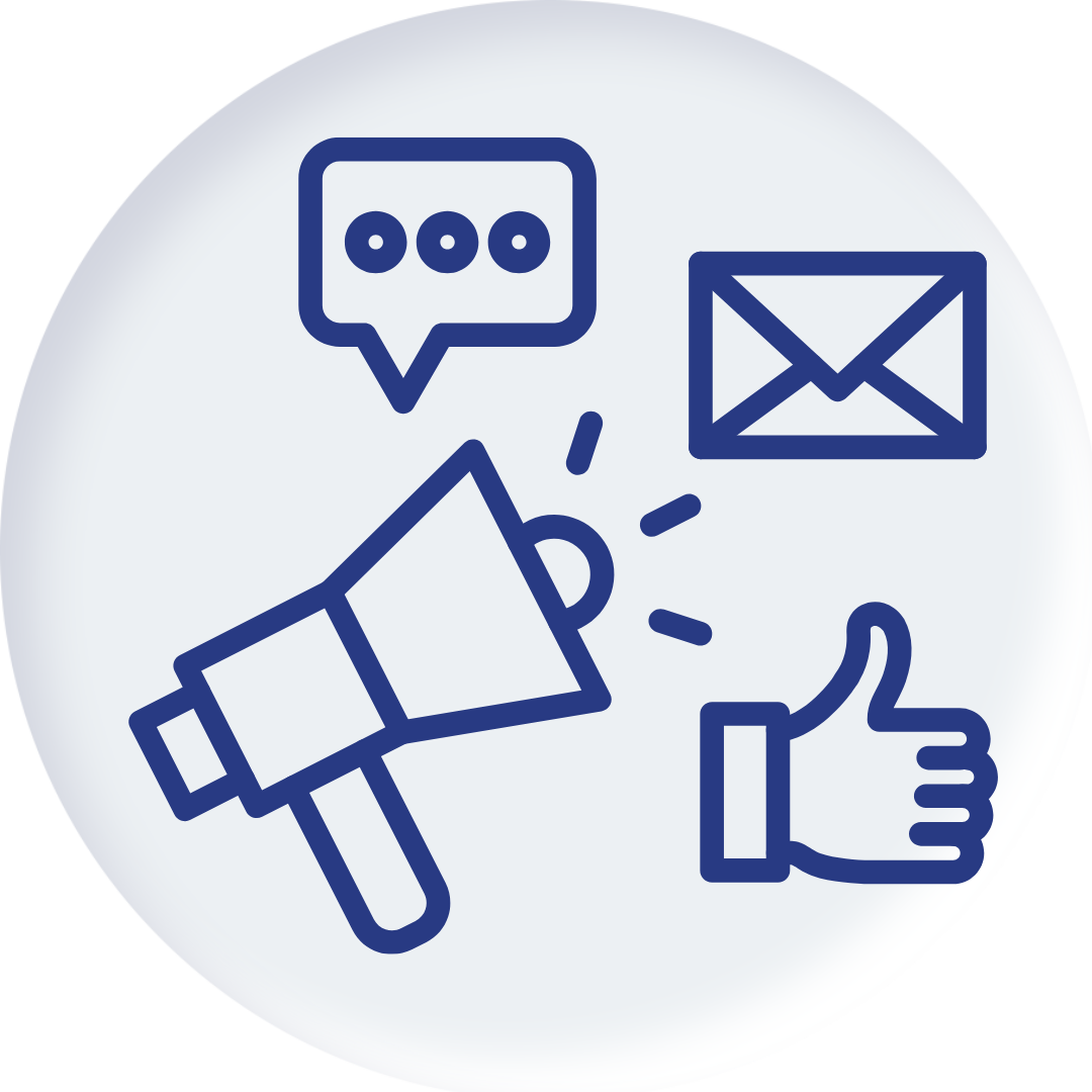 Marketing icon with microphone and mail message